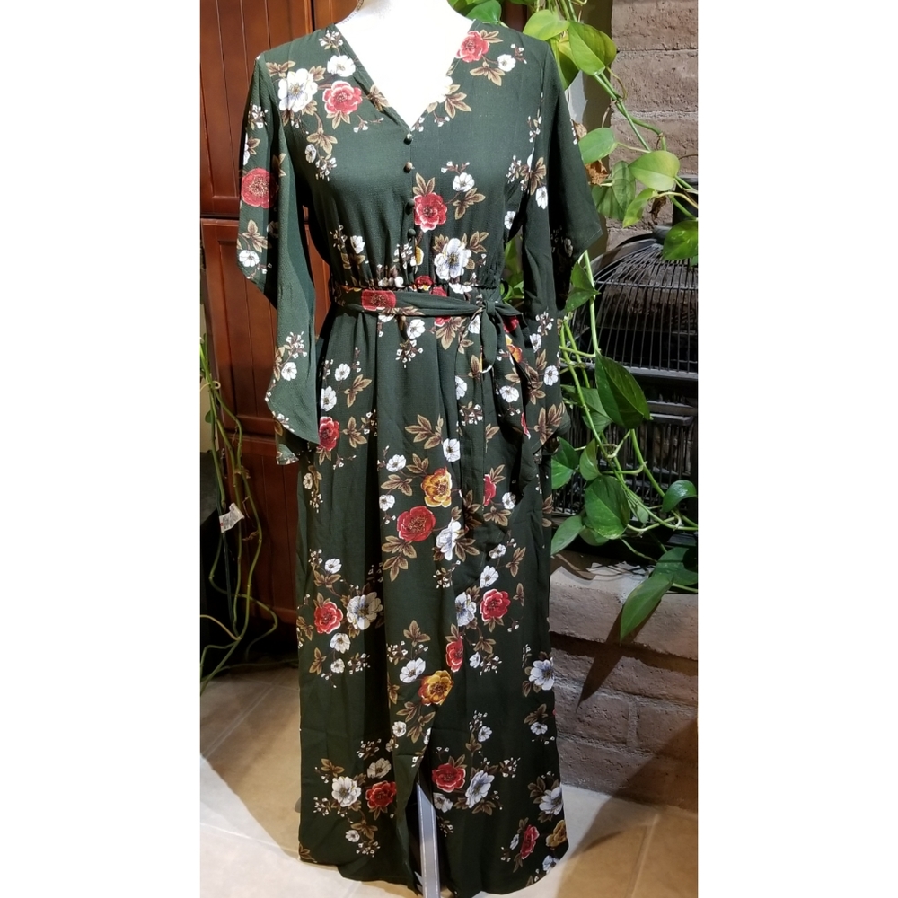 SALE! L LEFT! ποΈ Bohemian Front Wrap Floral Dress - Picture 2 of 12